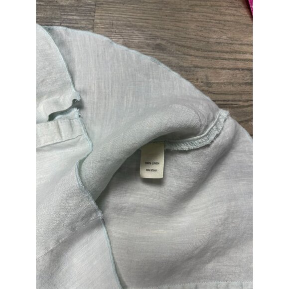 J Jill Linen Button Down Short Sleeve Shirt Small Light Green Casual Collared - Picture 5 of 7